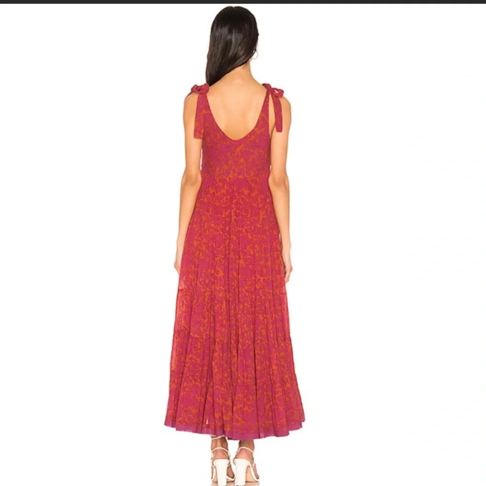 Free People Pink and Orange Tie-Shoulder Maxi Dress